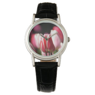 Relógio Tulipa vermelha e branca