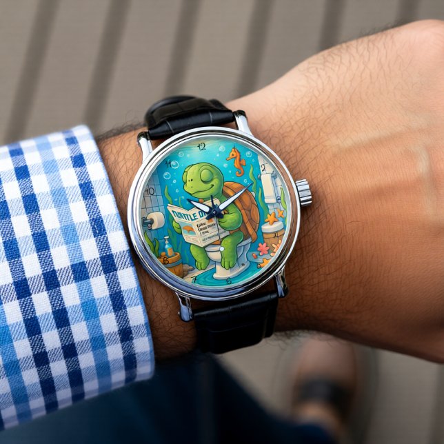 Relógio Turtle on Toilet Reading (Criador carregado)