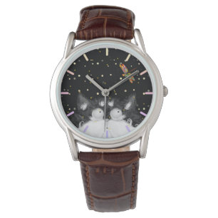 Relógio Tuxedo Cat Surpreendido por Dragonfly