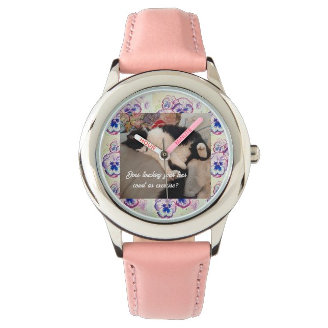 Relógio Tuxedo Gato Bonito Chuva Gatos Engraçados Floral R (Frente)