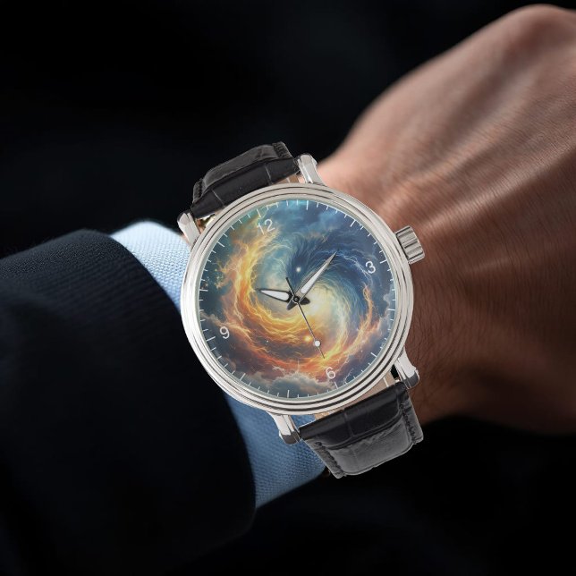 Relógio Two sea monsters chase each other above a dark (Criador carregado)