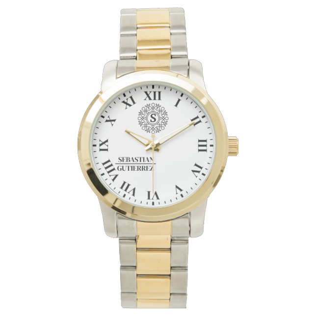Relógio Two-Tone Roman Numeral  Gift for  Loved Ones (Frente)