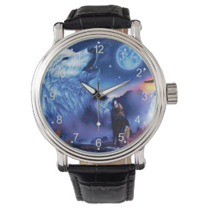 Relógio Um bando de lobos numa noite escura