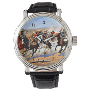 Relógio Um Traço para a Madeira, Frederic Remington,