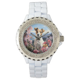 Relógio Uma Haven Floral de Jack Russell Terrier
