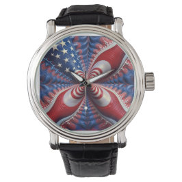 Relógio Uma Mistura Da Bandeira Americana E Um Fractal