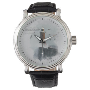 Relógio Uma onda enorme atingindo um farol