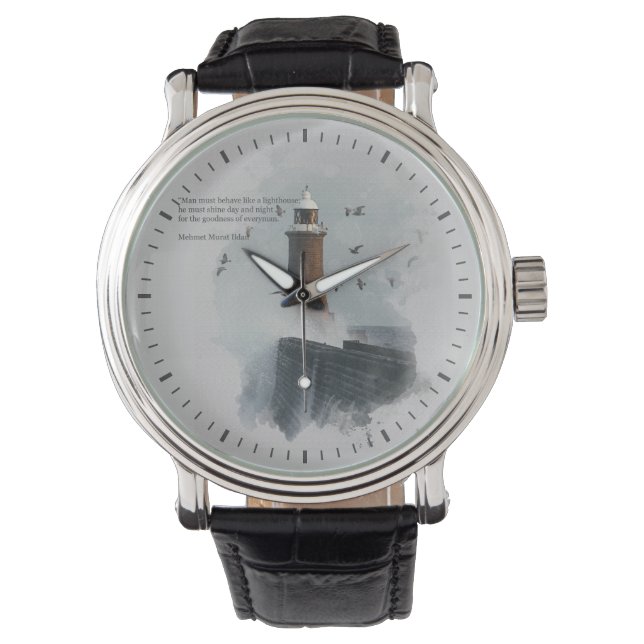 Relógio Uma onda enorme atingindo um farol (Frente)