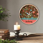 Relógio Único Personalizado Floral Bonito Trendy<br><div class="desc">Inspiracional, floral, colorido, tendências e na moda, esses relógios de arte motivacionais, são peças de tempo decorativas personalizadas que trazem criatividade e positividade a qualquer espaço. Uma citação divertida e única e inspiradora para adicionar positividade ao seu quarto! Esses relógios projetados exclusivos são mais do que uma forma de contar...</div>