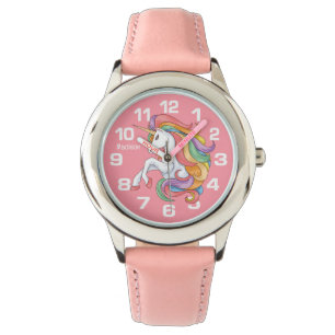 Relógio Unicórnio Colorido de Nome Personalizado