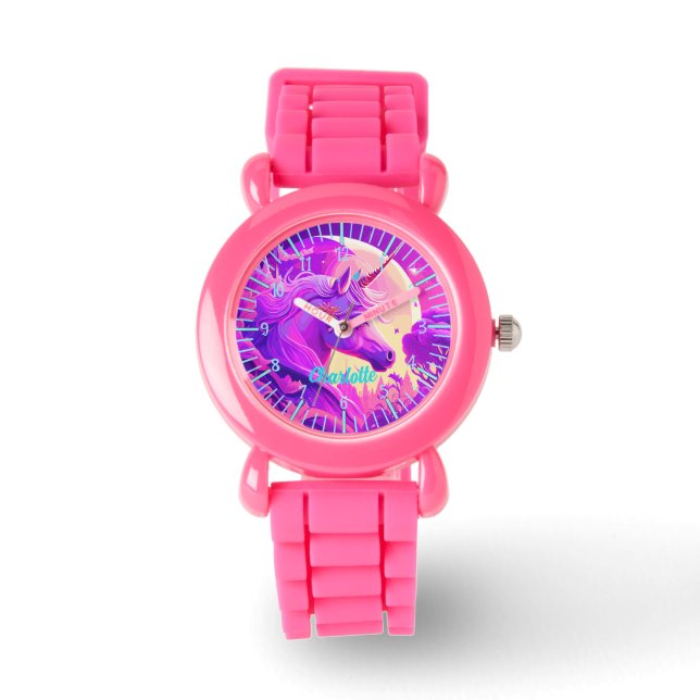 Relógio Unicórnio mágico sob o luar (Frente)