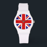 Relógio Union Jack Flag Watch<br><div class="desc">Union Jack Flag Watch do Reino Unido - Reino Unido, que está na Grã-Bretanha. A bandeira da Union Jack simboliza a unidade entre a Inglaterra, a Escócia e a Irlanda. As cores do sinalizador da tomada sindical são vermelho, azul, branco. Este design também está disponível em muitos outros produtos para...</div>