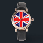 Relógio Union Jack Flag Watch<br><div class="desc">Women's watch with image of the Union Jack Flag,  in red,  white and blue.</div>