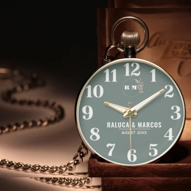 Relógio Unique Engagement Gift Custom Monogram Modern  (Criador carregado)