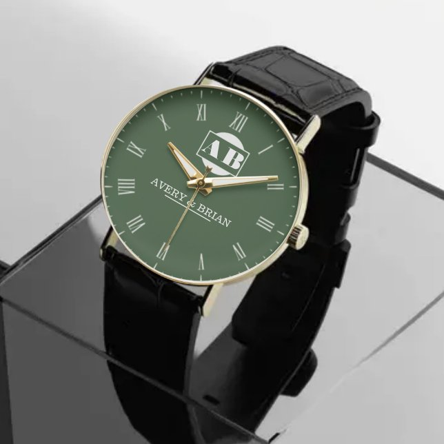 Relógio Unique Engagement Gift Custom Monogram Modern  (Criador carregado)