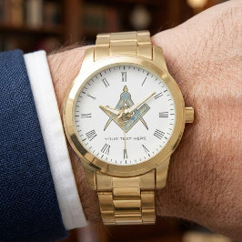 Relógio Unique Freemason Gifts | Gold Masonic Compass