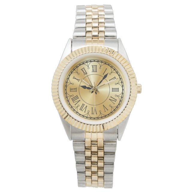 Relógio Unisex Elegante com dois tons sobredimensionados (Frente)