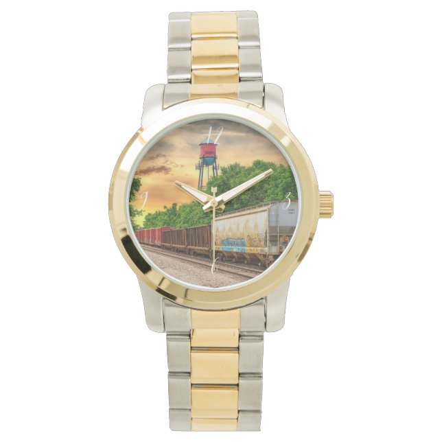 Relógio Urban Steam Punk Sunset Dourado Watch (Frente)