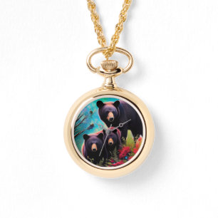 Relógio Urso mamão e filhotes