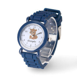 Relógio Urso marrom fofo azul