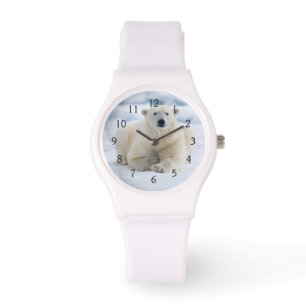 Relógio Urso polar adulto no gelo da mochila de verão