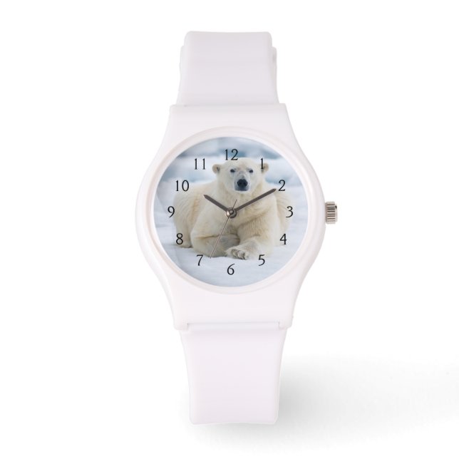 Relógio Urso polar adulto no gelo da mochila de verão (Frente)