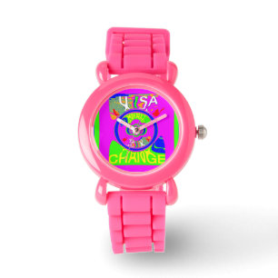 Relógio USA Baby pink change time slogan da última campanh