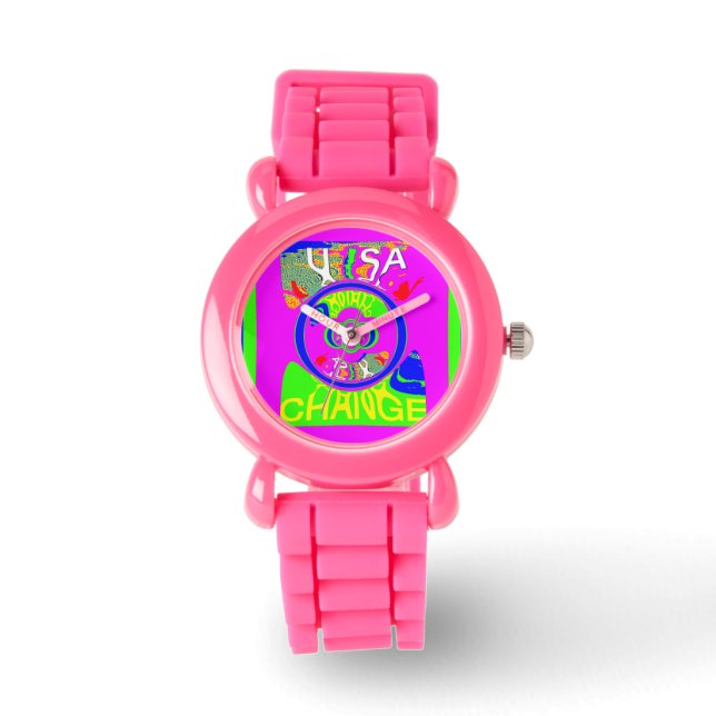 Relógio USA Baby pink change time slogan da última campanh (Frente)