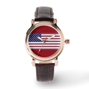 Relógio USA Flag Gemstone Art