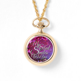 Relógio Valentine Photo Watch Necklace Love Quote Necklace