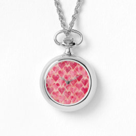 Relógio Valentine's Day, Red Pink Love Heart Pattern