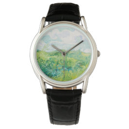 Relógio Van Gogh. Campos de Trigo Verde Auvers. Impression