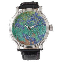 Relógio Van Gogh Irises. impressionismo floral azul