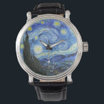 Relógio VAN GOGH Starry Night<br><div class="desc">"van gogh vincent", noite estrelada, "pintura famosa", vintage, estrelas, céu, "bela arte", azul</div>
