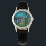 Relógio Van Gogh Starry Night Over the Rhône<br><div class="desc">Assista com o óleo de Vincent van Gogh pintando Starry Night sobre o Ródano (1888). As estrelas amarelas brilhantes decoram o céu azul noturno como um casal rolando ao longo de um riverbank em Arles. Um presente perfeito para fãs de Impressionismo Poste e arte holandesa.</div>