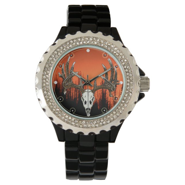 Relógio Veado branco Skull 2 (Frente)