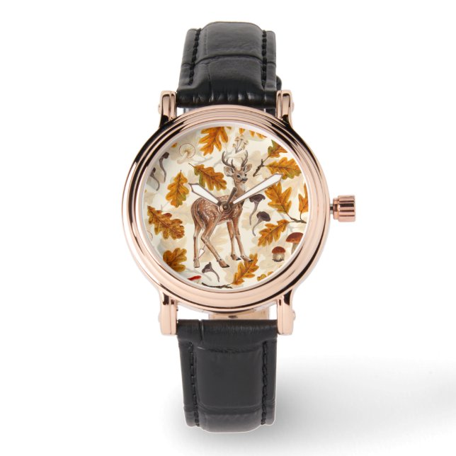 Relógio Veado na floresta de outono (Frente)