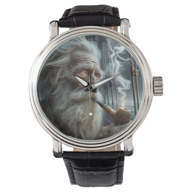 Relógio Velho Marinheiro Fumando um Pipe (Frente)