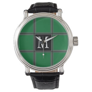 Relógio Verde Escuro e Solteiro Personalizado de Cinza ini