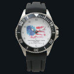 Relógio *~* Veterano Militar Vermelho Branco Azul EUA Band<br><div class="desc">* Siderúrgica Inocente e Borracha Clássica Moderna Clássica Moderna de Design de Cores Aquáticas Americanas do Flag Wrist Watch. * Este design apresenta a bandeira americana Flag American, que também é conhecida como Glória Antiga e Estrelas e Stripes. Esta design de Bandeira Americana de Aquarela inclui as cores Vermelho Branco...</div>