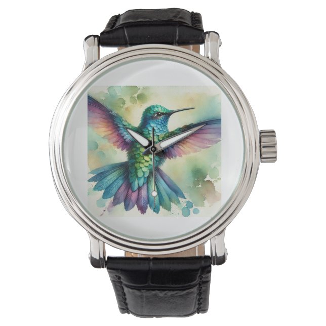 Relógio Vibrant Hummingbird 240824AREF124 - Watercolor (Frente)