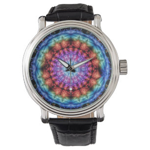 Relógio Vibrant Tie Dye Kaleidoscope Rainbow Mandala
