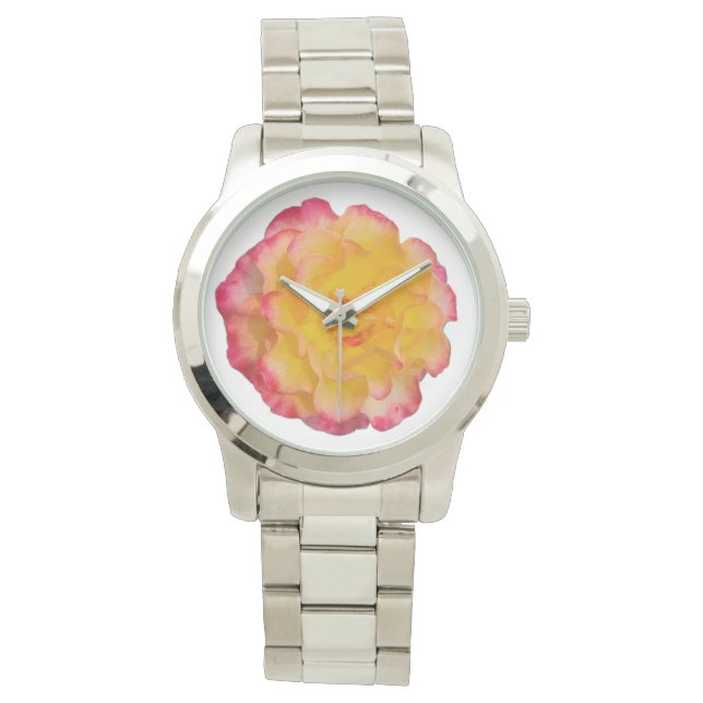 Relógio Vibrant Yellow and Pink Rose eWatch Watch (Frente)