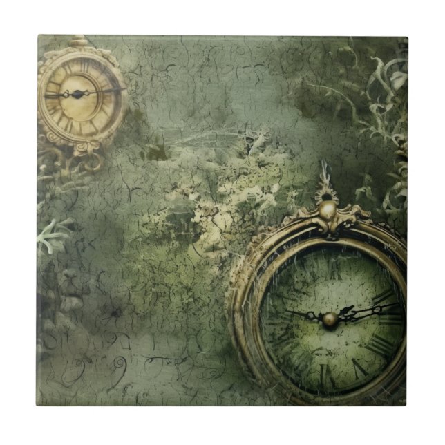 Relógio Victoriano Steampunk em Verde Esmeralda (Frente)