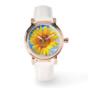 Relógio Vigia Amarelo de Girassol e Abelhas