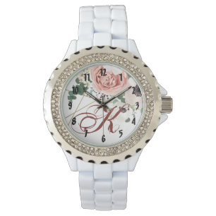 Relógio Vigia de pulso personalizado Rosa de jardim geomét