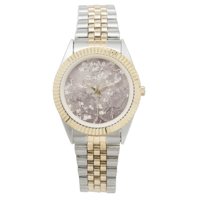 Relógio Vincent Van Gogh Almond Blossoms Beige Watch (Frente)