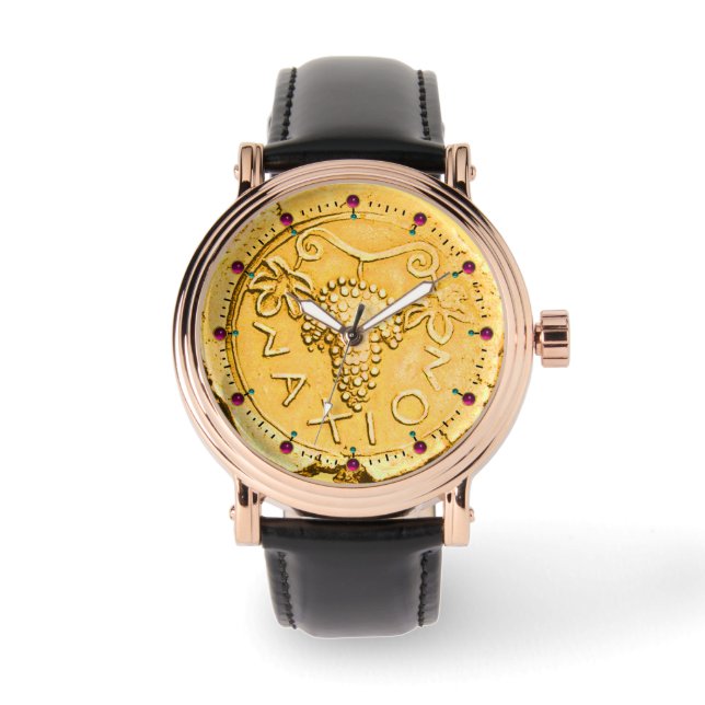 RELÓGIO VINHO DE UVAS DE UVAS AMARELAS DOURADAS, DE MOEDA  (Frente)