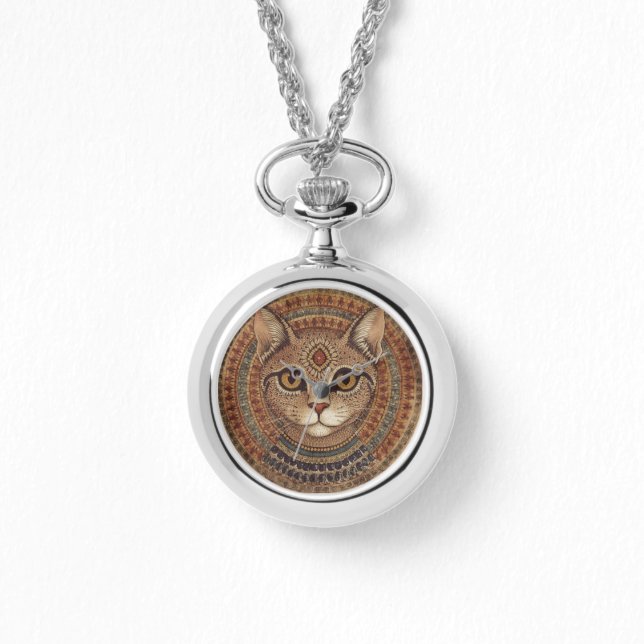 Relógio Vintage, Antique Cat, Ancient Greece Style (Frente)