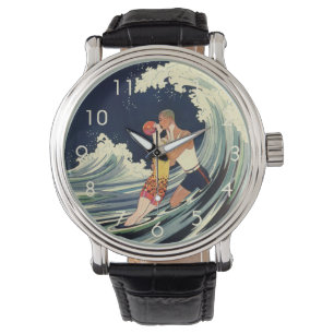 Relógio Vintage Art Deco lança beijo nas ondas da praia